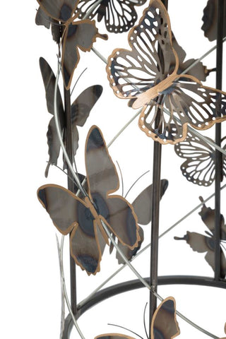 Mesas redondas Farfalle de metal y cristal con decoración de mariposas