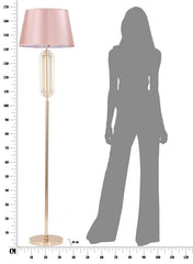 Lampe de sol Ovy Métal Doré Abat-jour Tissu Rose