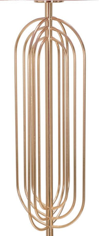 Lampe de sol Ovy Métal Doré Abat-jour Tissu Rose