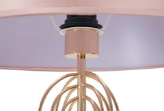 Lampe de sol Ovy Métal Doré Abat-jour Tissu Rose