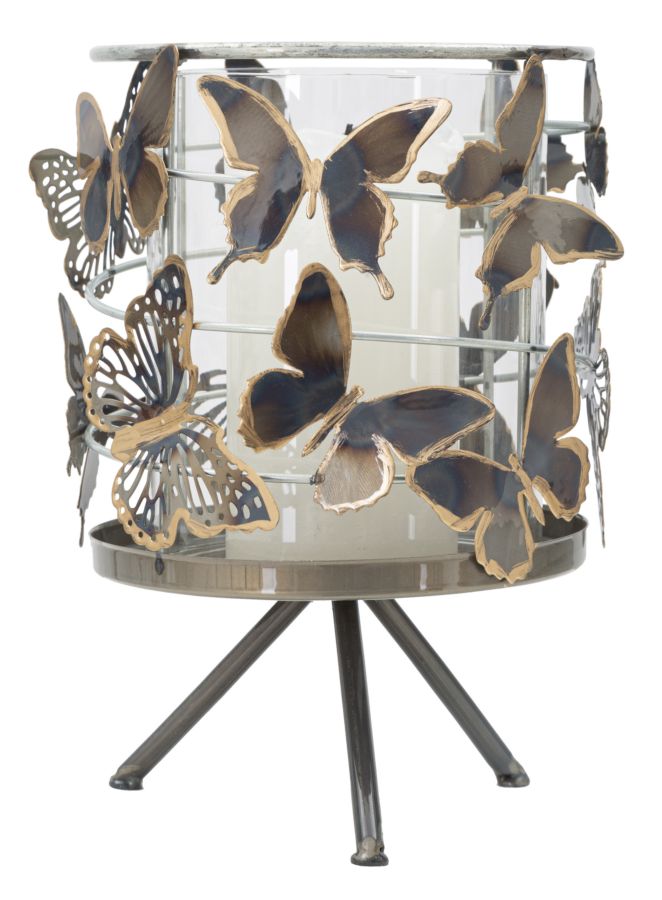 Bougeoir Farfalle Métal et Verre