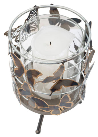 Bougeoir Farfalle Métal et Verre