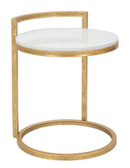 Table basse ronde Marbre Blanc métal doré