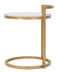 Table basse ronde Marbre Blanc métal doré