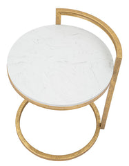 Table basse ronde Marbre Blanc métal doré