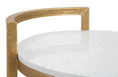 Table basse ronde Marbre Blanc métal doré