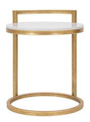 Table basse ronde Marbre Blanc métal doré