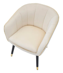 Fauteuil Paris Tissu Crème pieds bois Noir et détails dorés