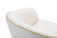 Fauteuil Paris Tissu Crème pieds bois Noir et détails dorés