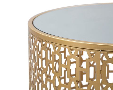 Ensemble de tables rondes OBLIN Métal Doré plateau Miroir