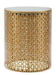 Ensemble de tables rondes OBLIN Métal Doré plateau Miroir