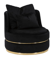 Fauteuil Paris Space Tissu Noir avec décorations dorées et 2 coussins