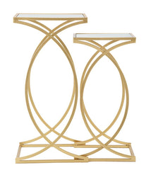 Table basse Siomply Métal doré Plateau en verre miroir