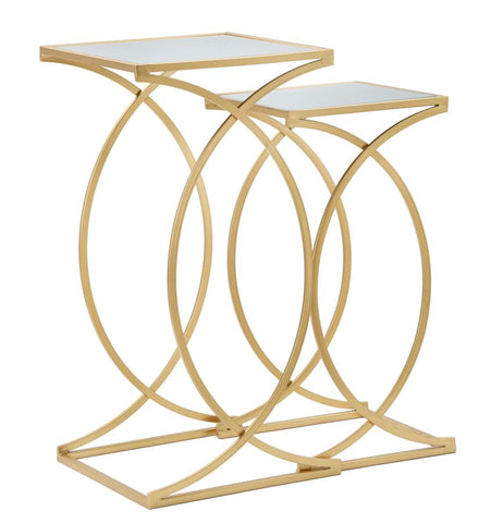 Table basse Siomply Métal doré Plateau en verre miroir