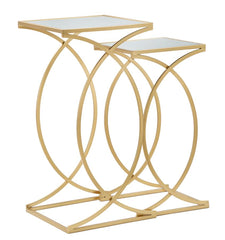 Table basse Siomply Métal doré Plateau en verre miroir