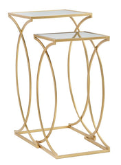 Table basse Siomply Métal doré Plateau en verre miroir