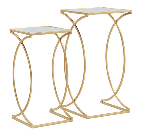 Table basse Siomply Métal doré Plateau en verre miroir