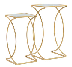 Table basse Siomply Métal doré Plateau en verre miroir