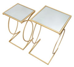 Table basse Siomply Métal doré Plateau en verre miroir