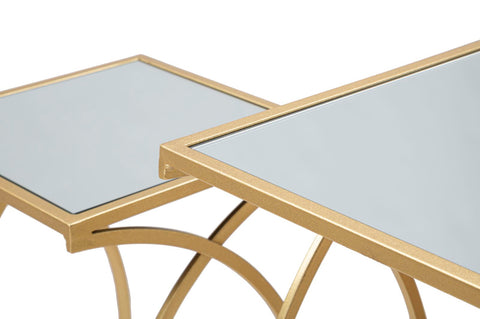 Table basse Siomply Métal doré Plateau en verre miroir