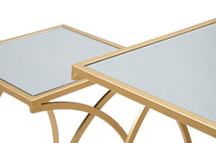 Table basse Siomply Métal doré Plateau en verre miroir