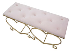 Banc cœur en métal doré et velours rose
