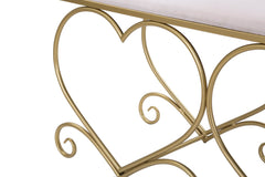 Banc cœur en métal doré et velours rose