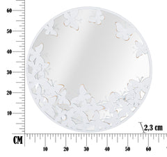 Miroir rond métal blanc décor papillons dorés