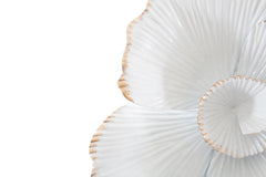 Miroir rond fleurs blanches métal et doré