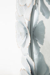 Miroir rond fleurs blanches métal et doré