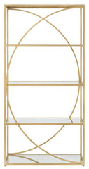 Étagère rectangulaire en métal doré et verre miroir