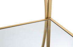 Étagère rectangulaire en métal doré et verre miroir