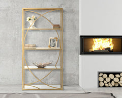 Étagère rectangulaire en métal doré et verre miroir