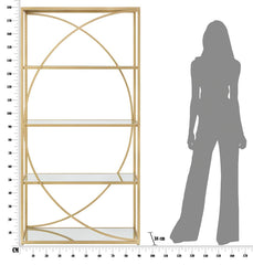 Étagère rectangulaire en métal doré et verre miroir
