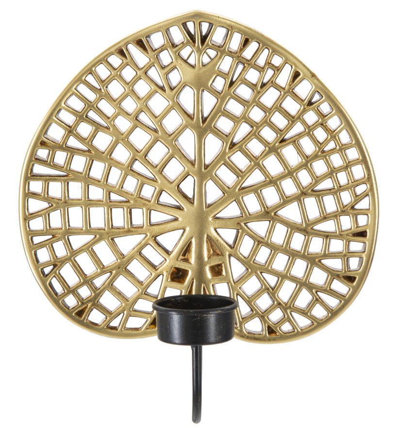 Bougeoir Lotus Métal Doré et Noir