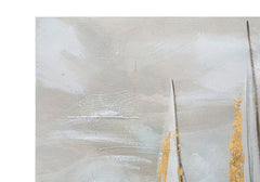 Peinture murale bateau d'or sur toile avec cadre en bois