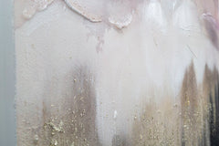 Peinture murale impressionniste cadre en bois Tons Rose et Noir
