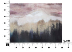 Peinture murale impressionniste cadre en bois Tons Rose et Noir