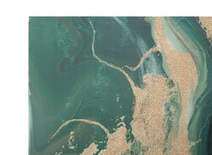Peinture murale abstraite Greenery toile avec cadre en bois