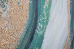 Peinture murale abstraite Greenery toile avec cadre en bois