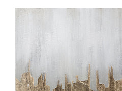 Peinture murale abstraite en toile avec cadre en bois Or et Argent