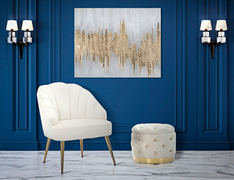 Pintura mural abstracta en lienzo con marco de madera Oro y Plata