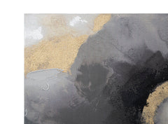 Peinture murale abstraite sur toile cadre en bois or argent noir