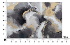 Peinture murale abstraite sur toile cadre en bois or argent noir
