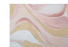 Peinture murale abstraite sur toile Bois Rose et Or