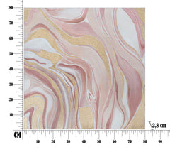 Peinture murale abstraite sur toile Bois Rose et Or