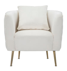 Fauteuil Bucarest Velours Crème et Métal Doré