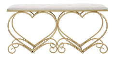 Banquette en métal doré et velours Crème design cœur