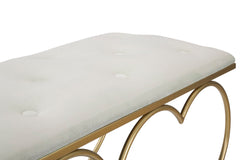 Banquette en métal doré et velours Crème design cœur