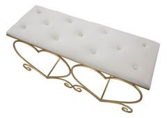 Banquette en métal doré et velours Crème design cœur